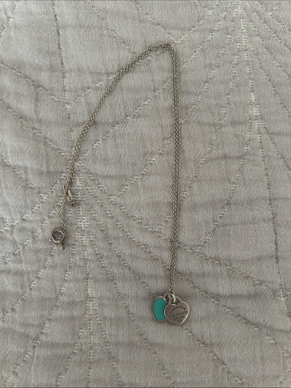 Tiffany & Co. Silver Necklace with Turquoise Heart Tag